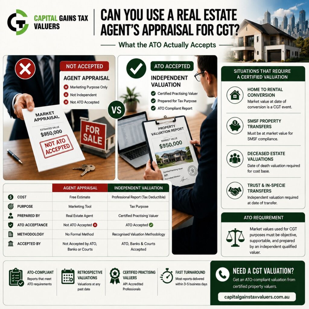 Can You Use a Real Estate Agent's Appraisal for CGT ATO
