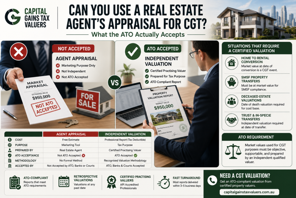Can You Use a Real Estate Agent's Appraisal for CGT? ATO