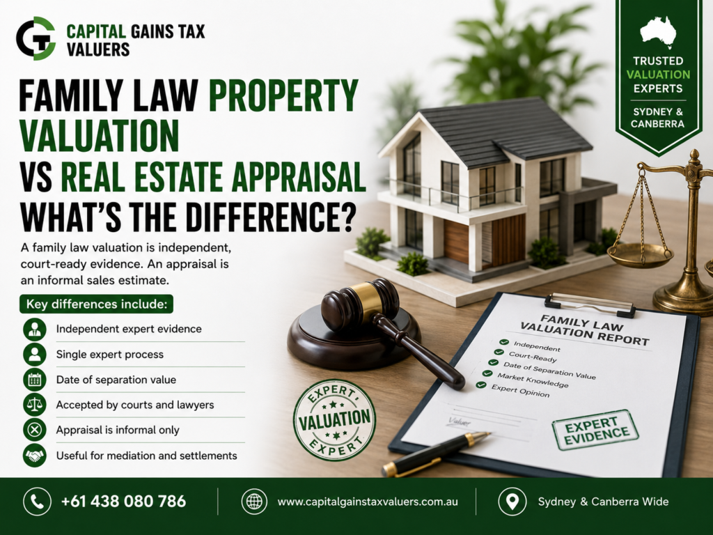 Family Law Property Valuation vs Real Estate Appraisal